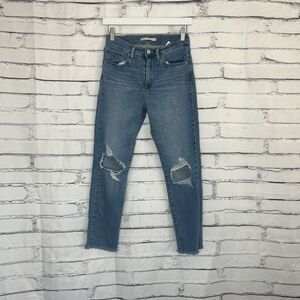Levi’s 724 High Rise Straight Crop Distressed Jeans Women’s 27 Light Wash Denim
